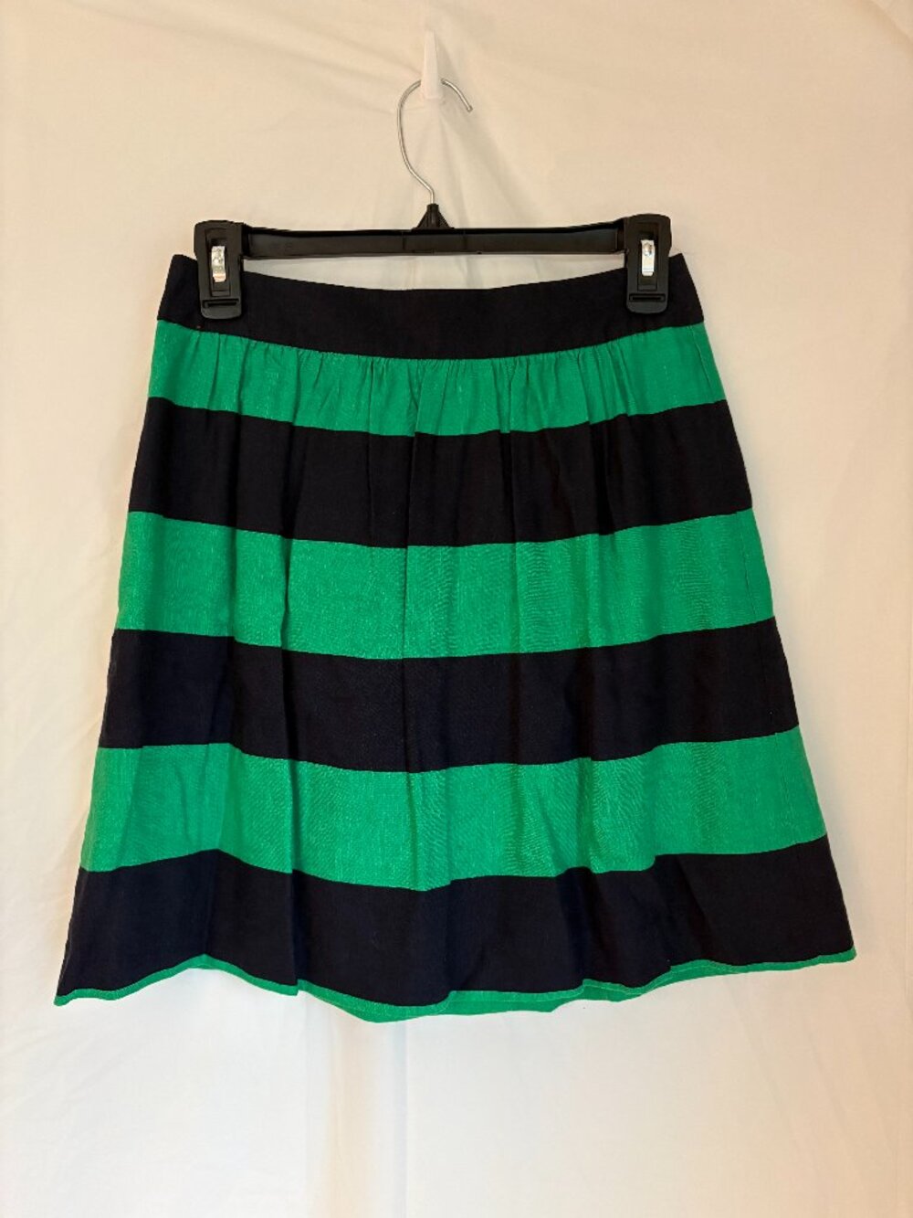 Womens Banana Republic Size 0 Blue Green Stripe A-Line Mini Skirt
